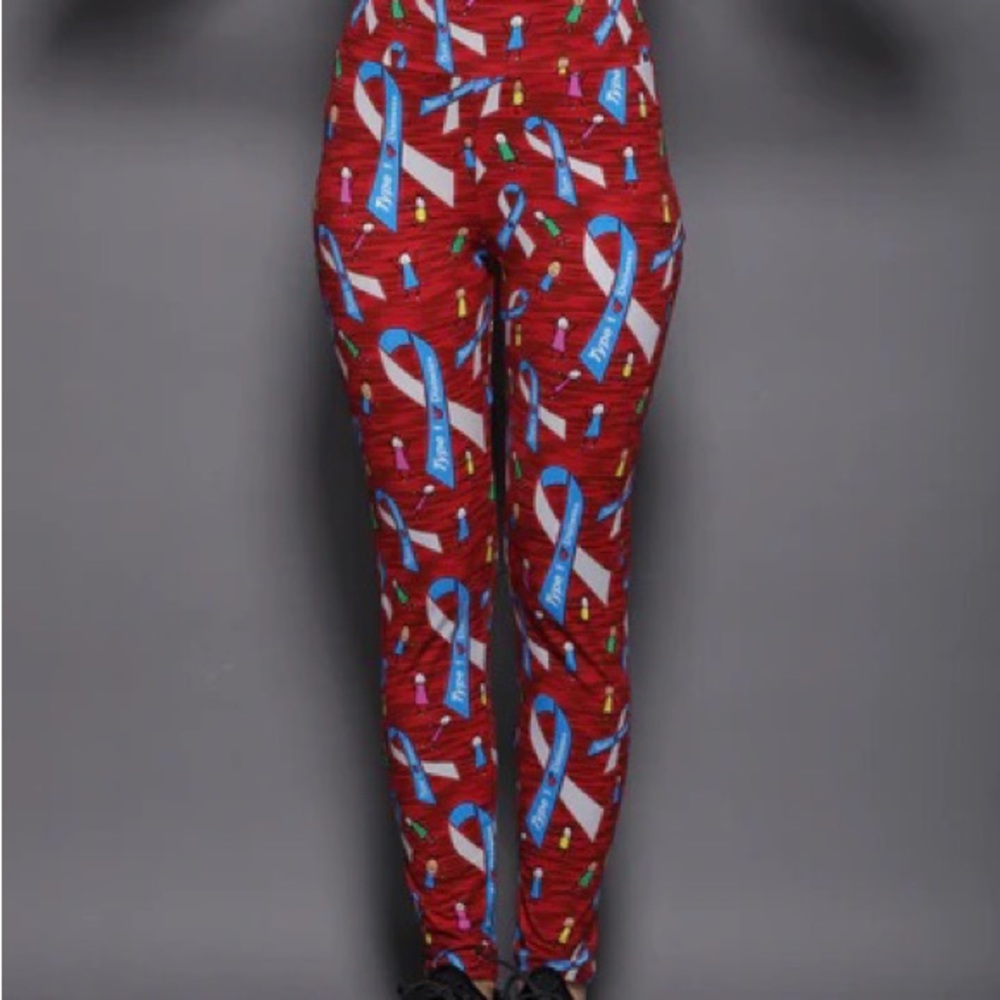 Fabulegs T1D Print Leggings NWOT for Type 1 Diabetes Awareness, Size XL